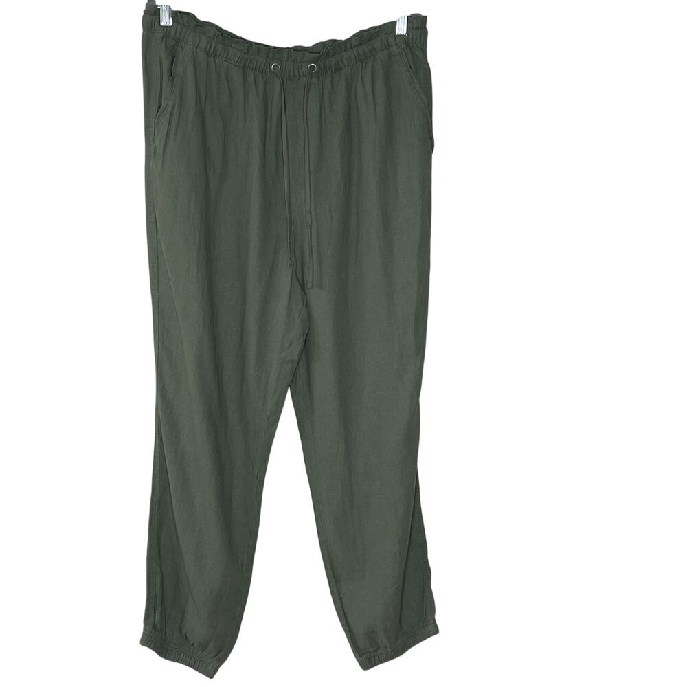SOCIAL  STANDARD BY SANCTUARY OLIVE GREEN LINEN BLEND PANTS SIZE‎ XXL